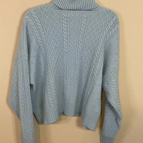 Eloquii Aqua Blue Turtle Neck Cable Knit Sweater 18/20 - Picture 5 of 8